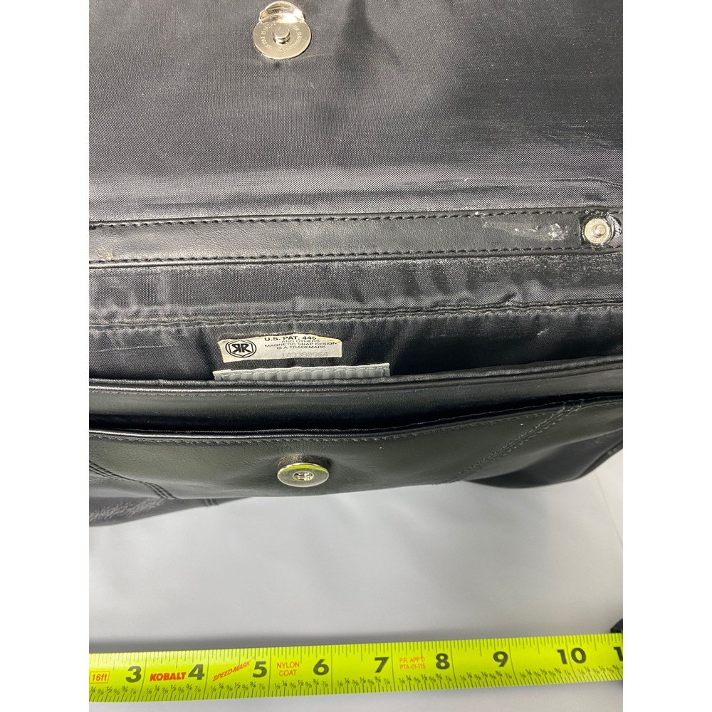 Cabin Creek Black Leather Clutch Bag Magnetic Snap Flap Minimalist Vintage - Picture 5 of 6